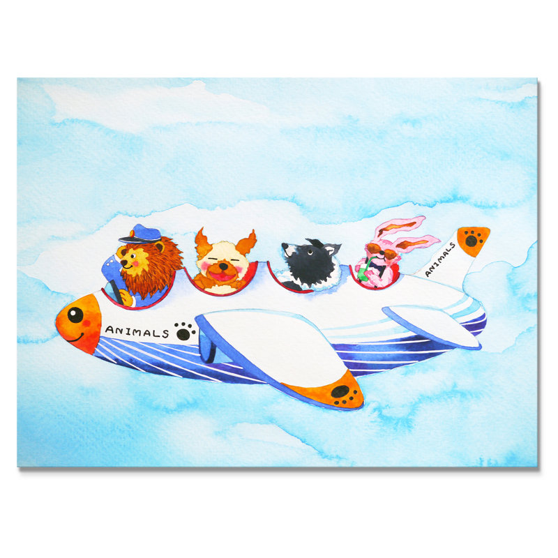 Dessin d'animaux drôles d'animaux sur toile, H 8 po x l 12 po x P 1 po, Toile tendue