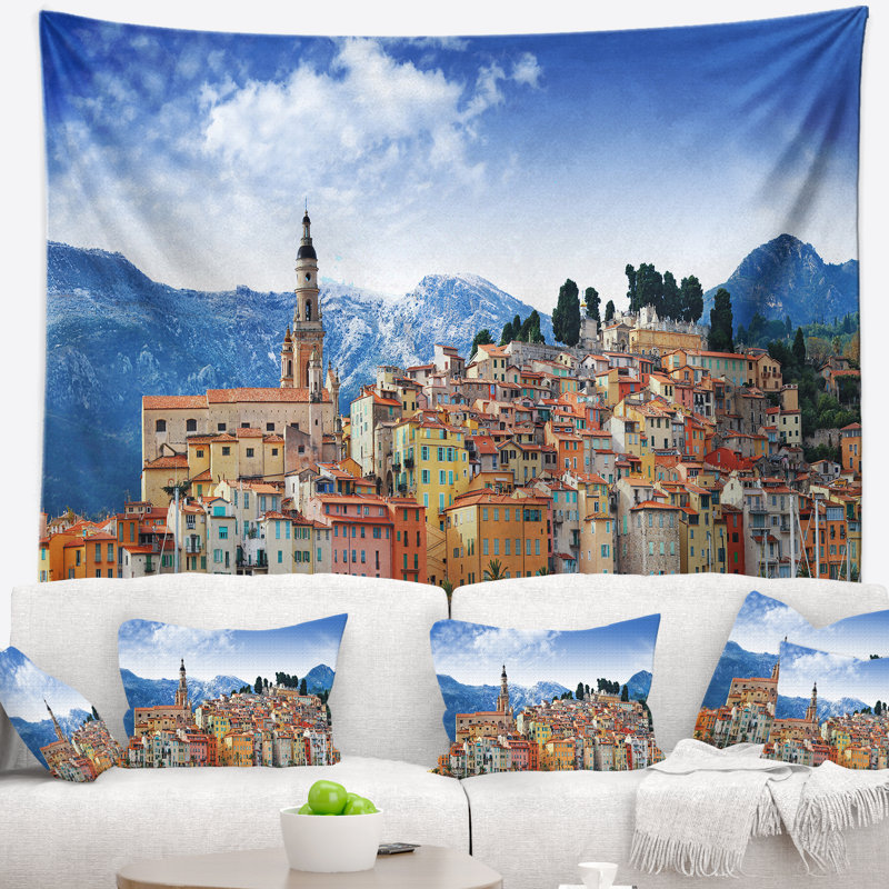 Tapisserie couleurs du paysage de l'Europe du Sud, H 32 po x l 39 po