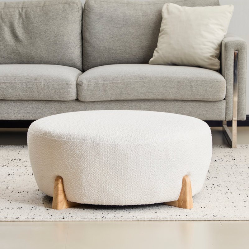 Repose-pieds rond blanc Modish, Marron clair, White