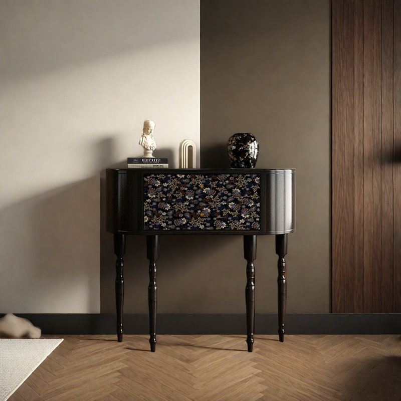 Console rétro avec 2 tiroirs, H 35,43 po x l 39,37 po x P 11,81 po