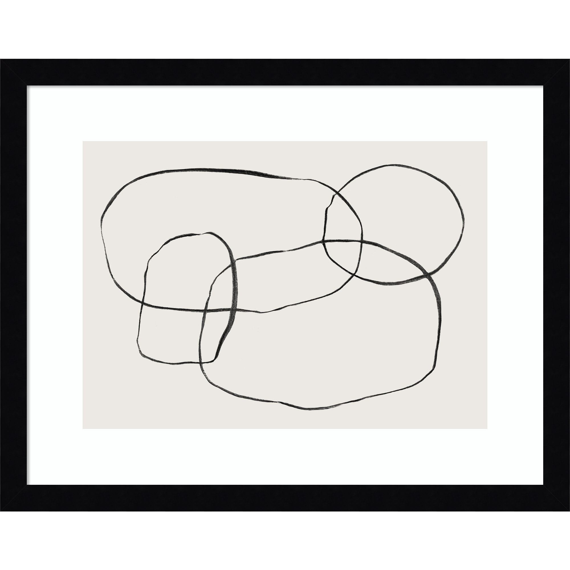 871 Modern Circles by Teju Reval, Noir Black Framed, 19" H x 25" W