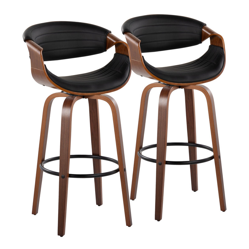 Arabelle Swivel Counter & Bar Stool, Bar Stool (30" Seat Height), Walnut/Black, Black