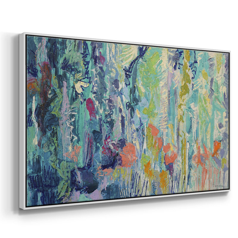 Downpour Butterflies - Picture Frame Print on Canvas, White Closed Corner Framed Canvas, 25" H x 37" W x 2" D