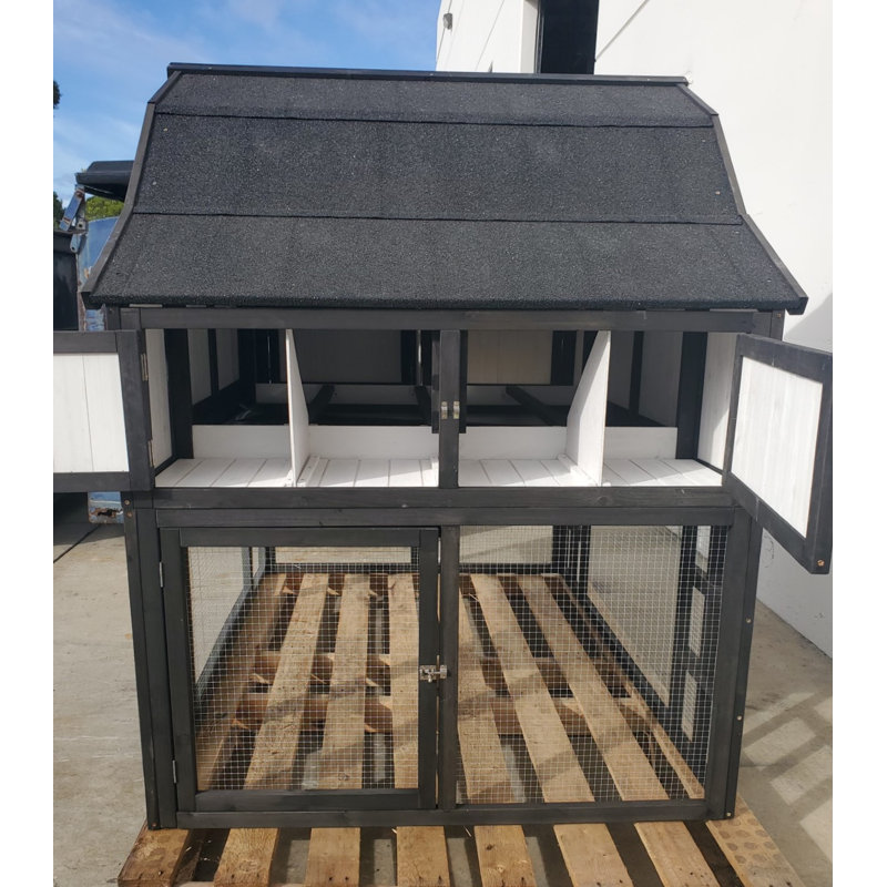 Rugged Ranch Omaha Chicken Coop with Chicken Run Black/White, Black/White
