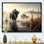 «Gray Buffalo Misty Morning Grazing I», reproduction d'art sur toile