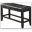Banc de salle à manger à hauteur de comptoir avec coussin en similicuir noir, siège capitonné et base en bois pour une assise confortable