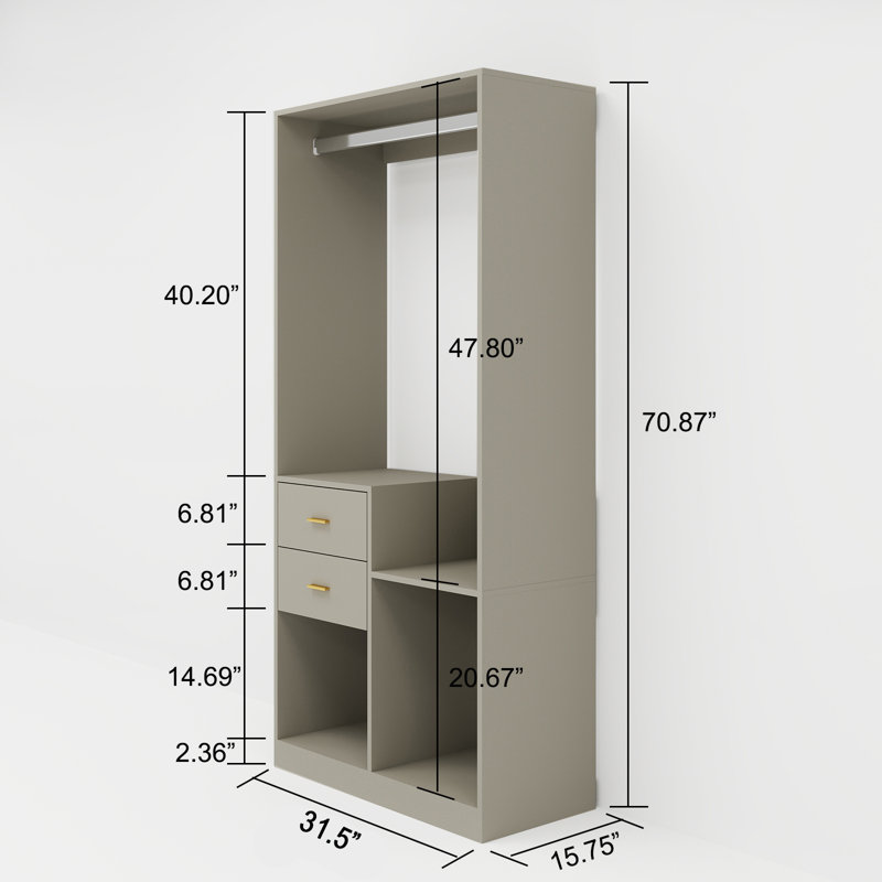 Latitude Run® Wooden Armoire Wardrobe Closet: 4 Shelves and 4 Drawers ...