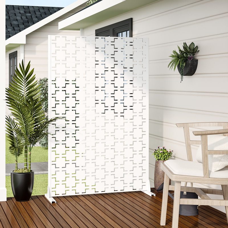 Écran d'intimité en métal pour l'extérieur, Blanc, H 72 po x l 47 po x P 16 po