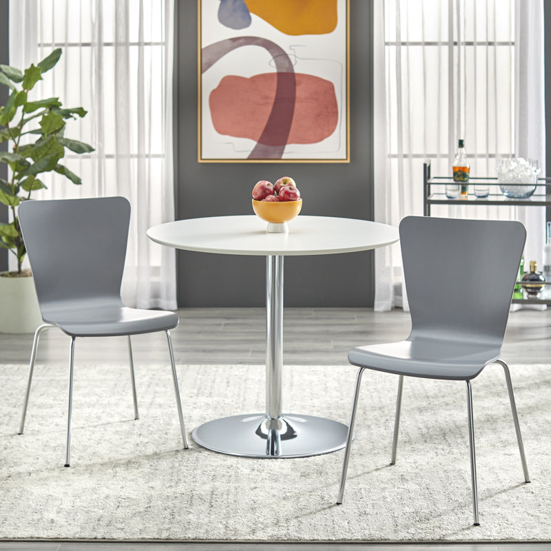 Ensemble de salle à manger Theotis, Gris, 3 pièces : 1 table, 2 chaises