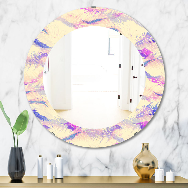 Plumes 14 - Miroir bohémien et éclectique, H 31,5 po x l po