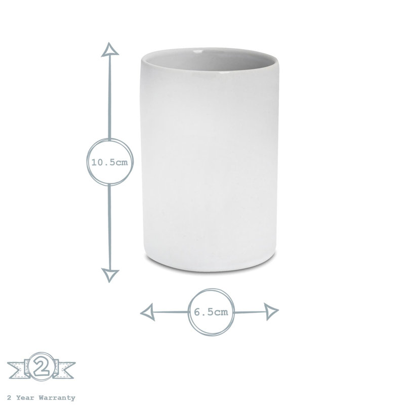 Harbour Housewares - Ceramic Bathroom Accessories Set - 3 Pieces, White