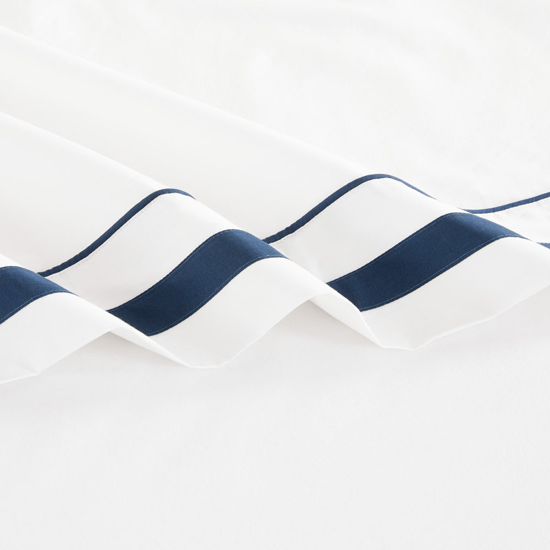 Classic Double Border Pcase, Queen Pillow Case, Navy