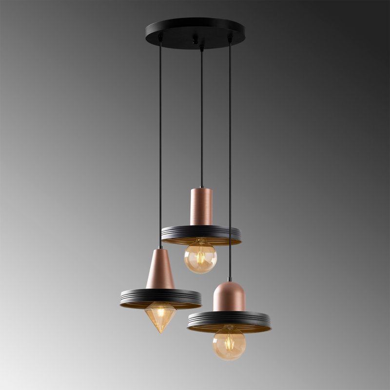 Luminaire suspendu en forme de dôme à 3 lumières Flyte