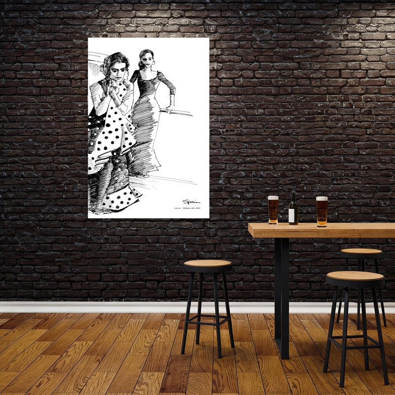 Elegant Flamenco Polka Dots Classic Elegant Traditional Wall Art Print 1 Piece Wrapped Canvas Wall Art, 152.4cm H x 101.6cm W