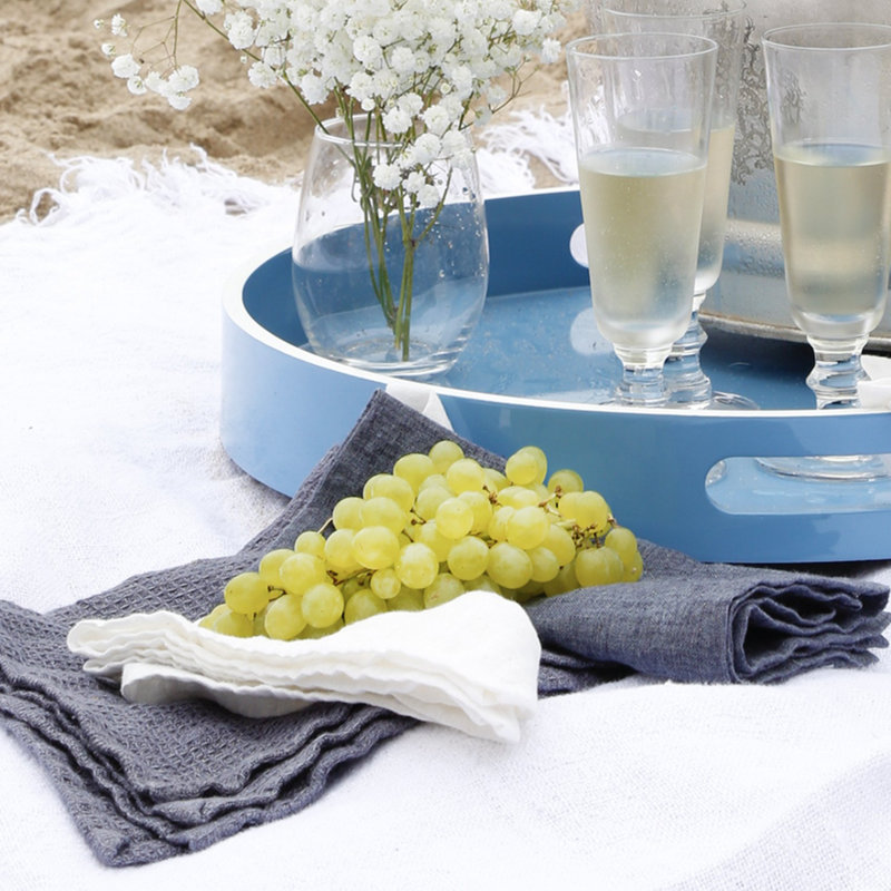 Glenn Cotton Blend Square Napkins, Navy