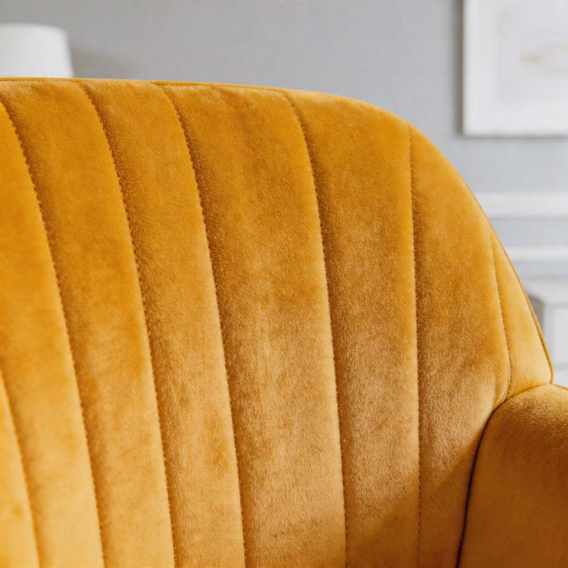 Fauteuil d'appoint en velours, chaises de salon rembourrées modernes, Jaune