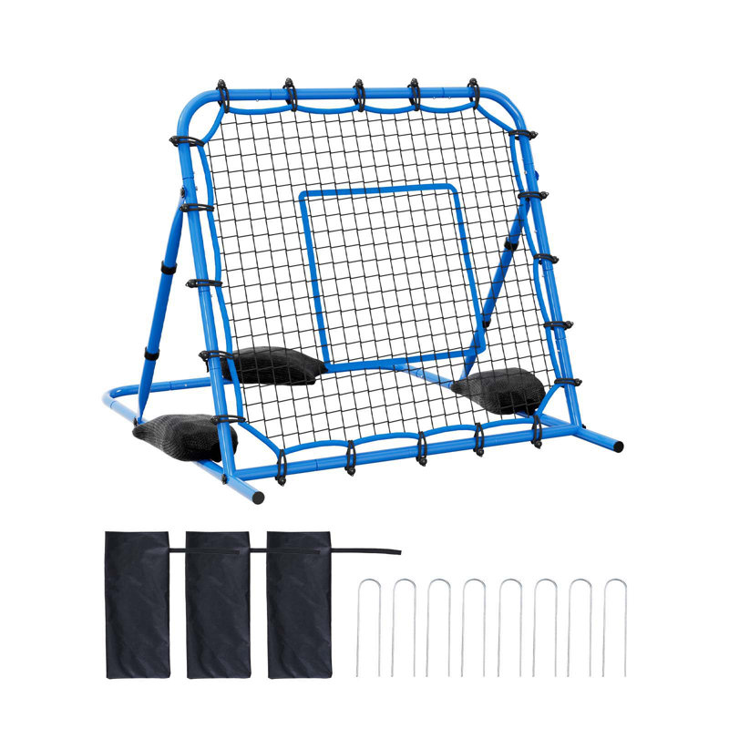 Filet de soccer rebondissant, rebondisseur de but de soccer à angle rapide pour le contrôle, la pratique du passage, cadre en fer robuste et filet de polyéthylène, équipement d'entraînement de balle facile à installer pour les adolescents et les adultes, 3,7 x 3,7 pi
