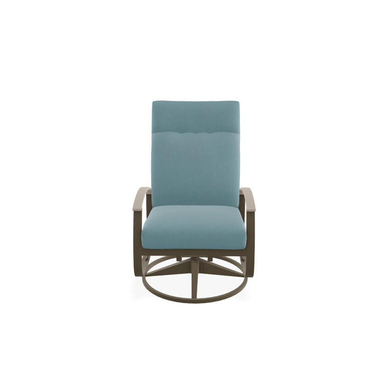 Chaise de patio pivotante avec coussins Askar, Bleu minéral, Désert P60, Bois de plage texturé