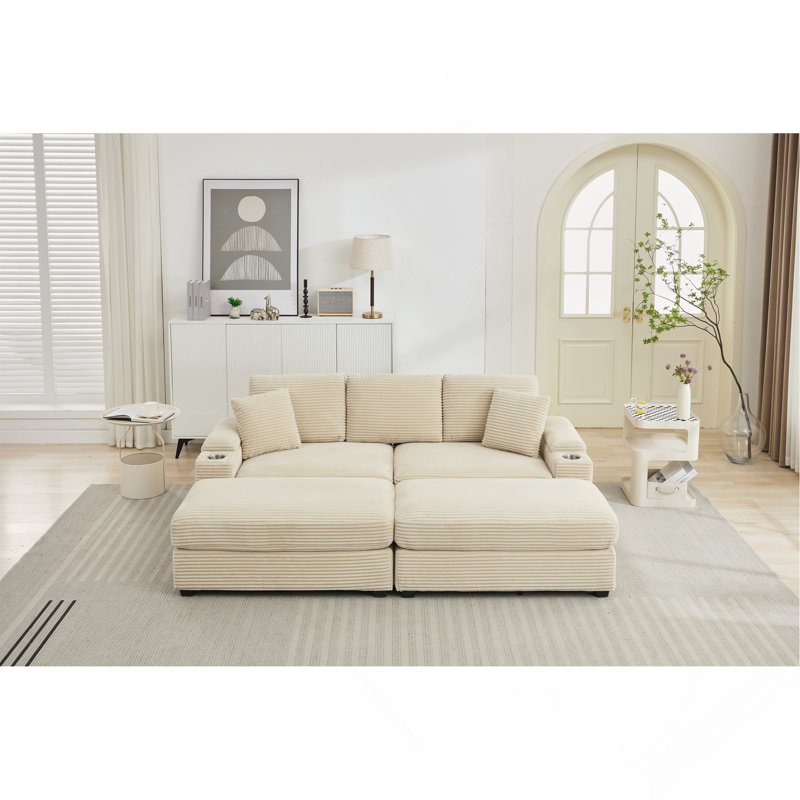 [VIDÉO / Nouveau] Ensemble de canapé-lit modulaire convertible modulaire, Beige