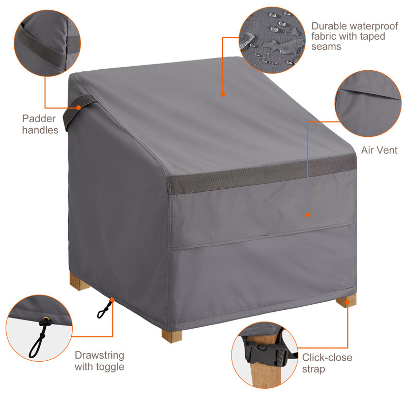 Patio Chair Cover Gray 2pcs(Set of 2), 36" H x 32" W x 37" D