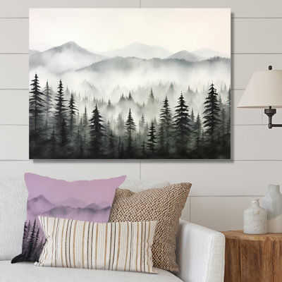 Grey Misty Morning Forest Horizon I - Forest Large Wall Art