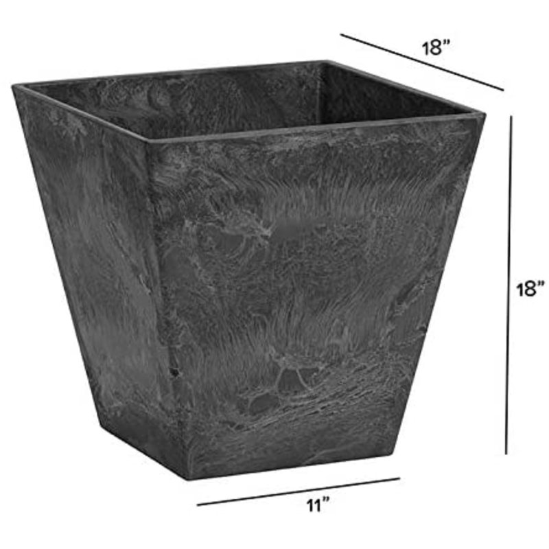 Pot à fleurs en pierre Alaunah, H 9,75 po x l 10 po x P 10 po, Noir