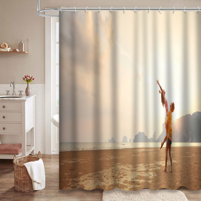 Rideau de douche romantique avec 12 crochets Sandy Beach