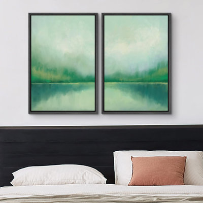 Minimal Landscape " Forest Lake " 2 - Pieces
