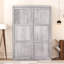 Gris, lit double, lit, fonction de pliage, idée d'économie d'espace, lattes de bois, support de matelas rabattable, bois massif, pin