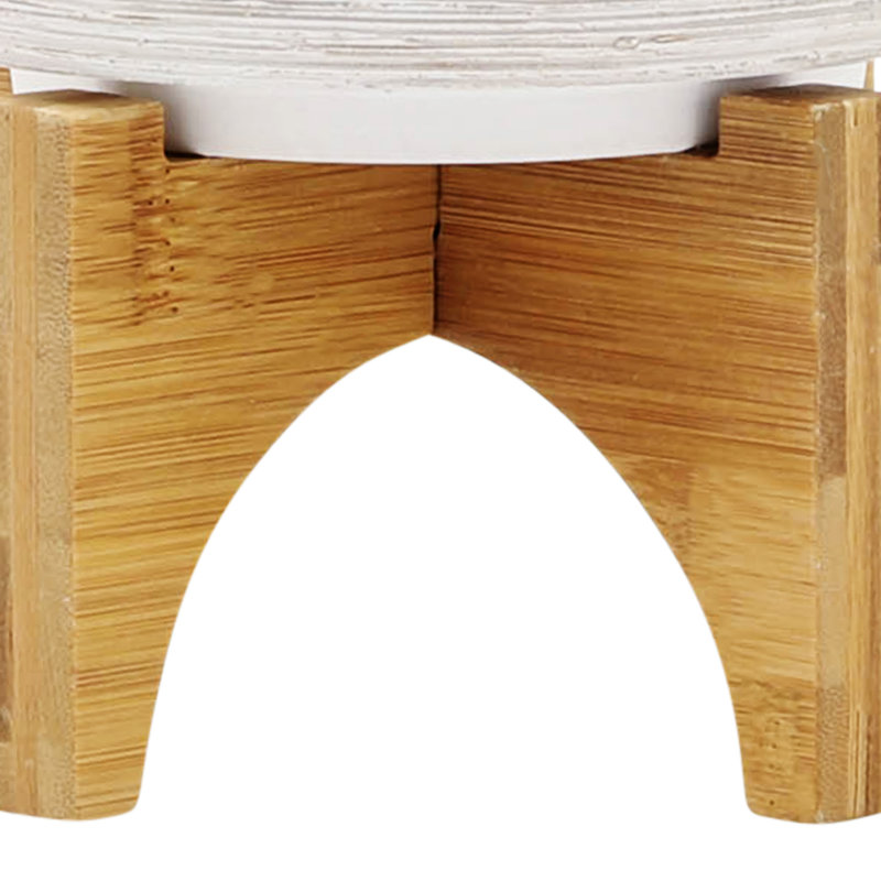Ceramic 5" Planter On Wooden Stand