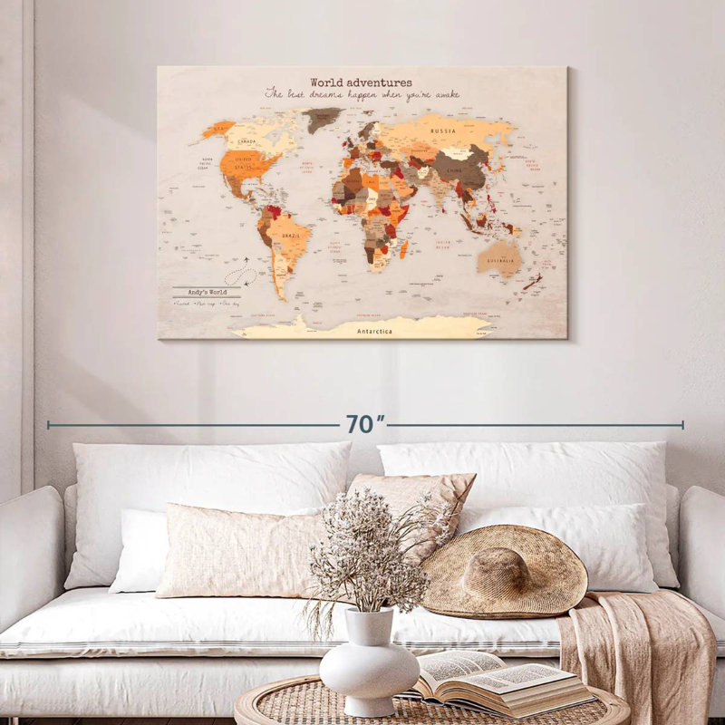 Carte du monde personnalisée, H 30 po x l 45 po, Oui