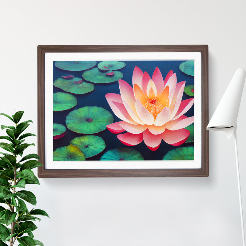 An Appealing Lotus Flower - Framed Print, Walnut, 46cm H x 64cm W x 2cm D