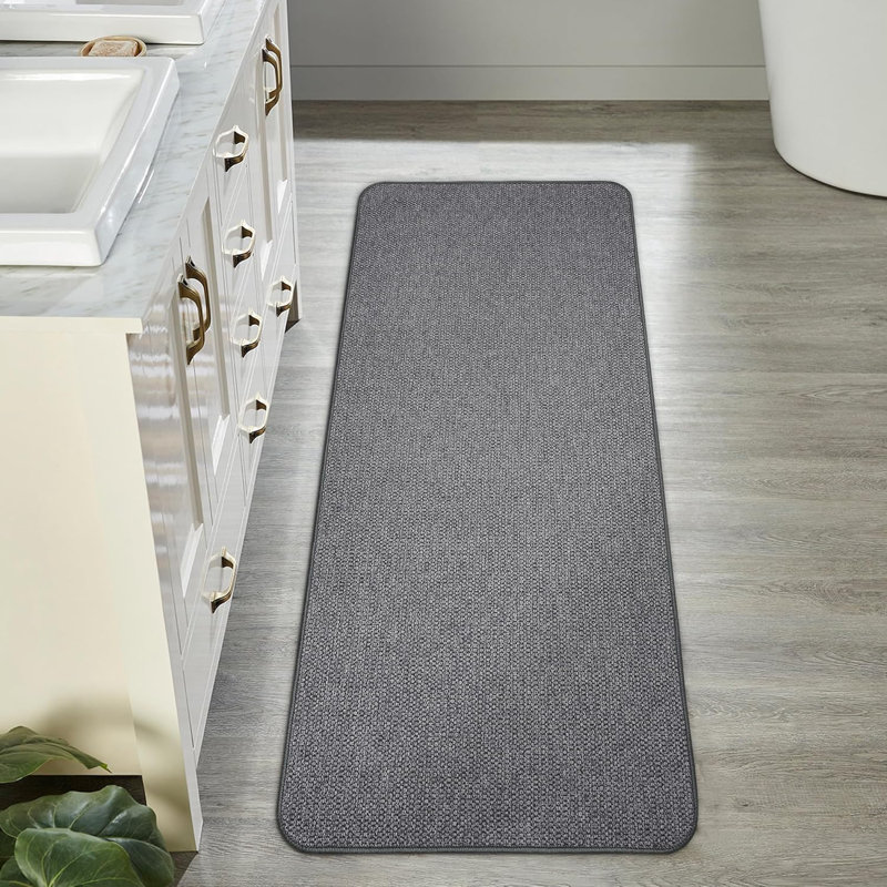 Tapis de bain ultra minces lavables à la machine, Gris, 24 po x 60 po