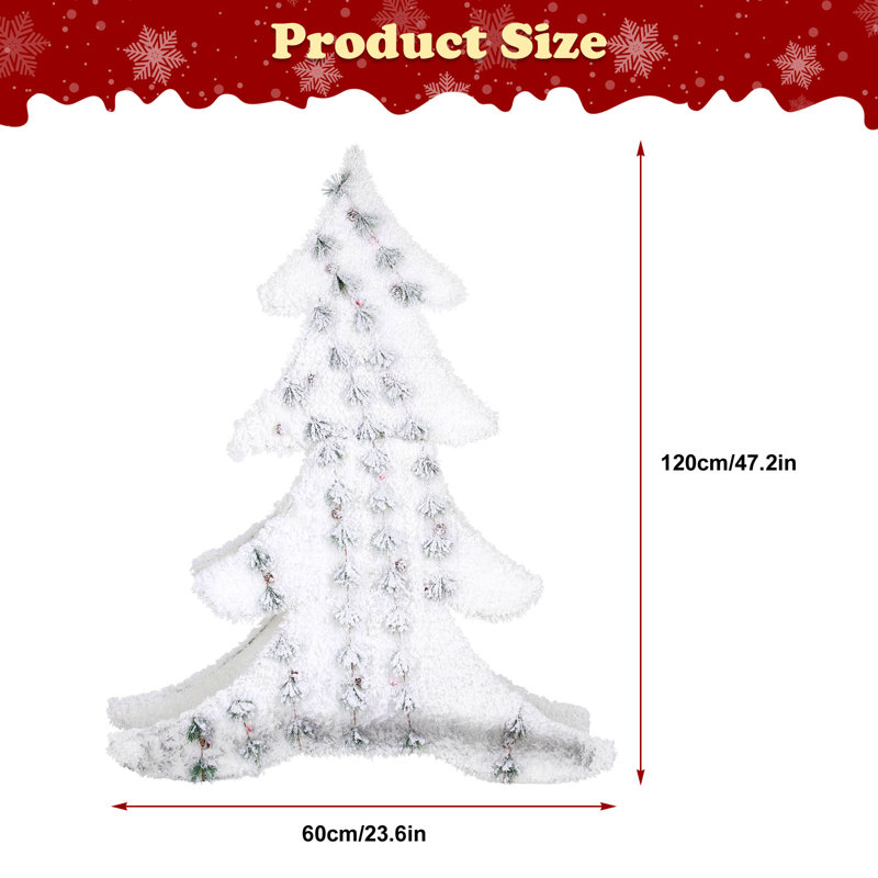 Décoration de Noël floquée en forme d'arbre de Noël (moyen), 47,2 po x 23,6 po