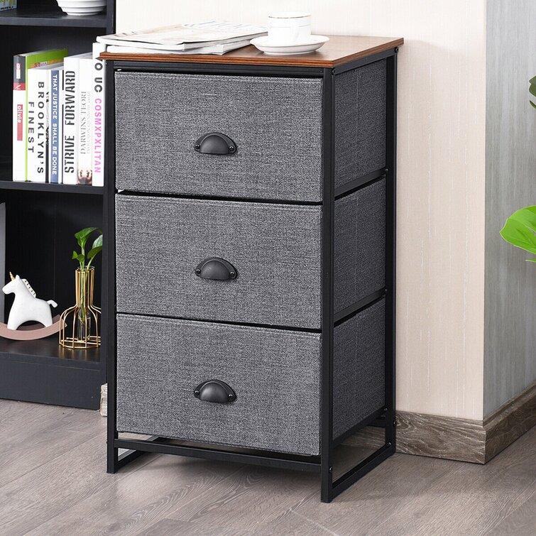 Costway 4-Drawer Dresser Organizer Closet Storage Cabinet with Shelves & Foldable Drawers