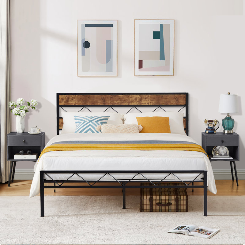 Igourdane Metal Piece Bedroom Set, Gray, Full