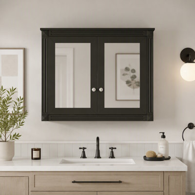 Armoire à pharmacie murale moderne pour salle de bain, avec 2 miroirs et 2 tablettes ajustables