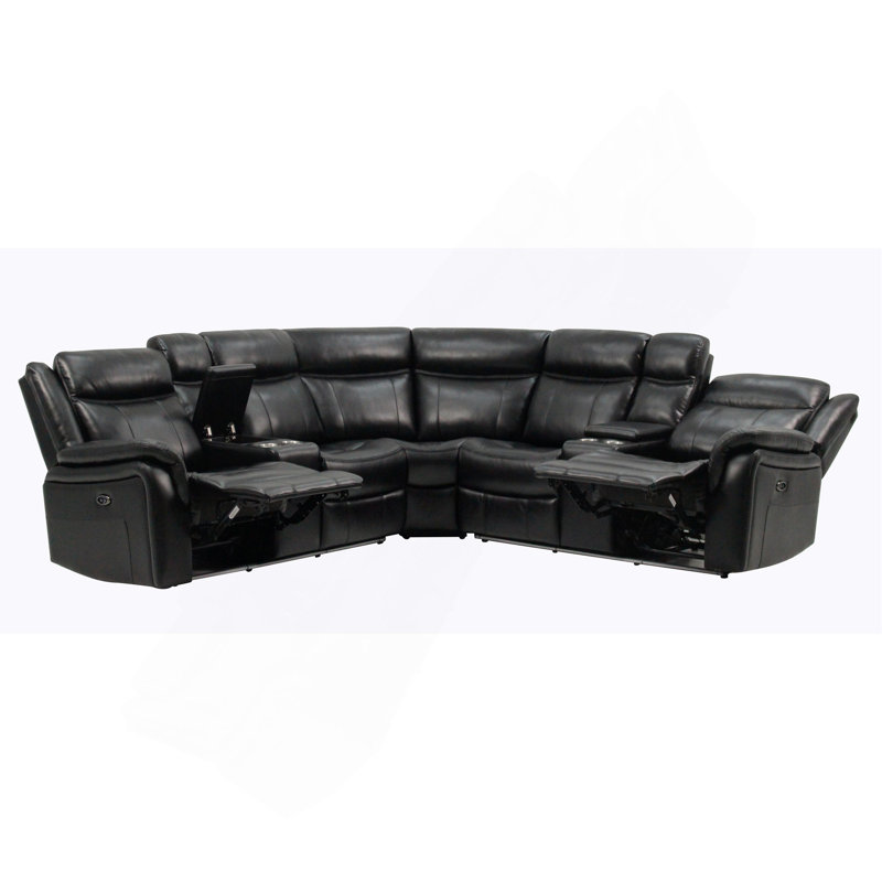 JUPITER BLACK LEATHER SECTIONAL