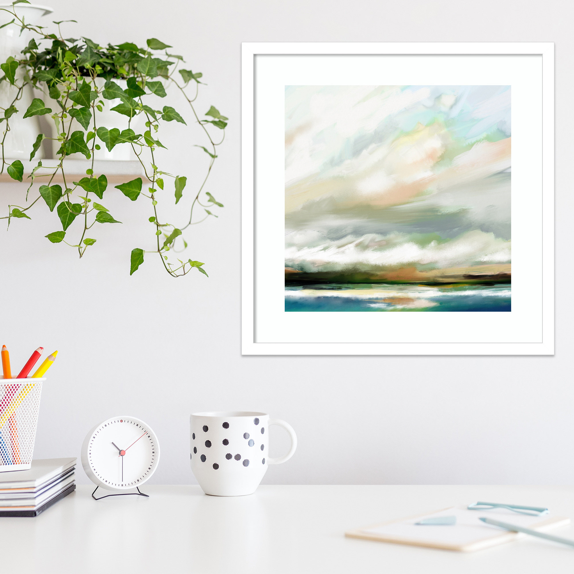 Sunday Morning by Mary Sparrow, White, Framed Print, 19" H x 19" W