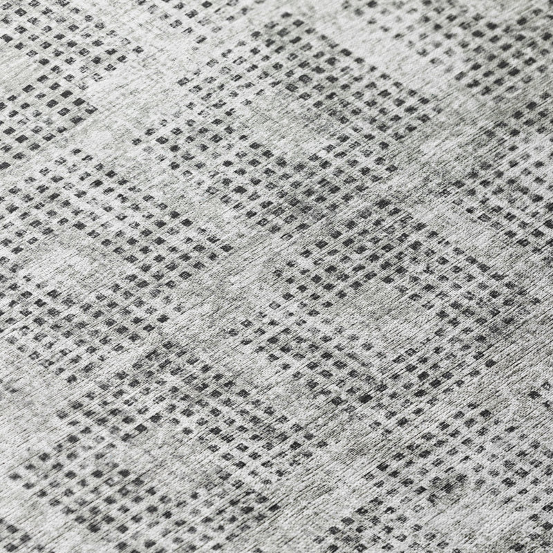 Tapis contemporain gris pied-de-poule 5 "x 7" 6 ", Rectangle 3 pi x 5 pi