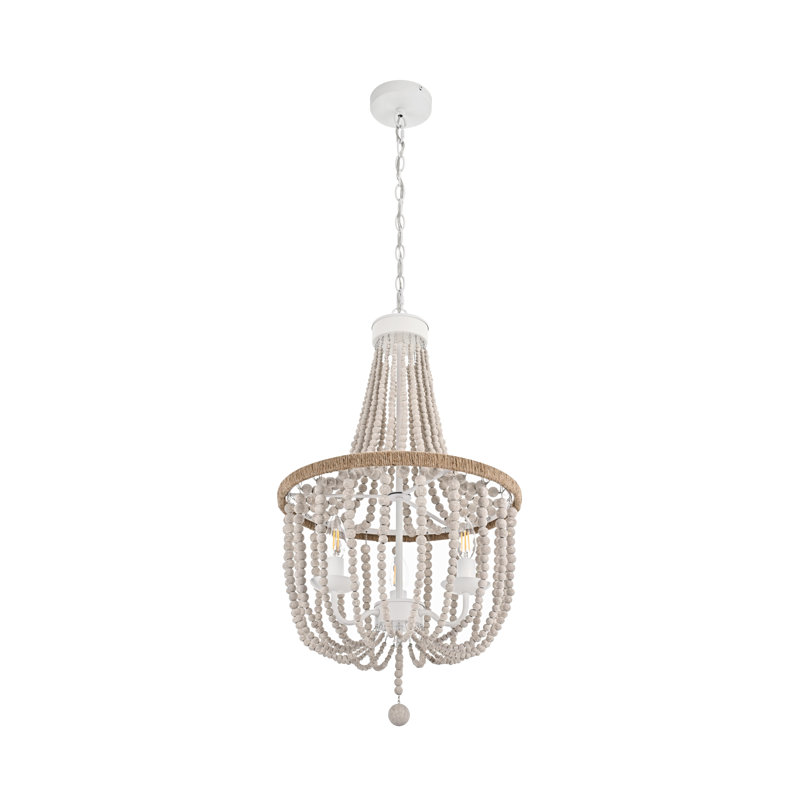 Luminaire suspendu perlé Hudson , Blanc antique