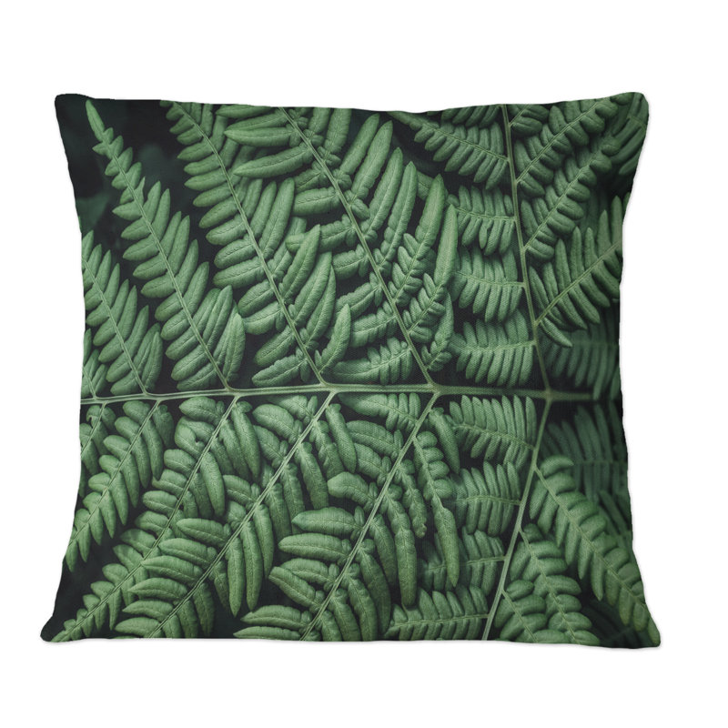 Coussin décoratif Ferns In The Night - imprimé tropical, 18 po x 18 po
