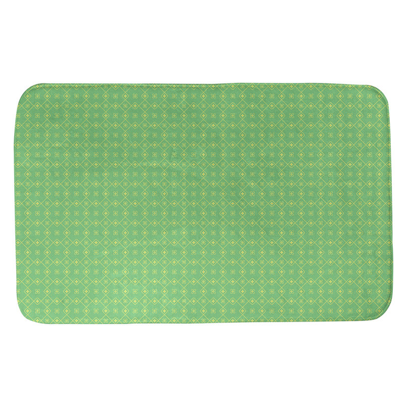 Bueschel Memory Foam Non-Slip Bath Rug, 17" W x 24" L, Green/Yellow