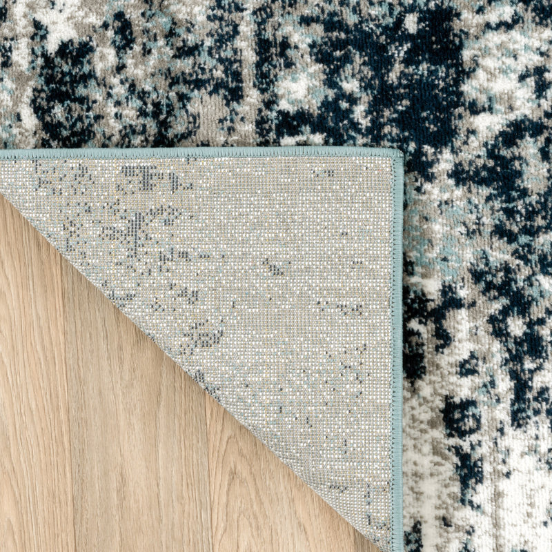 Tapis gris / bleu / ivoire Willington, Rectangle 2 pi x 3 pi