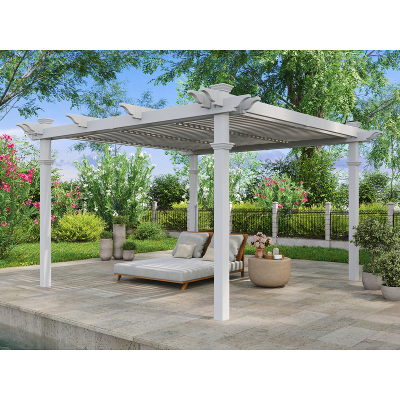 Pergola en vinyle Corfu, Abri pour voiture l 10 pi. x P 12 pi. po