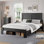 Structure de lit en bois Gambrill, silencieuse, sans sommier, grand rangement sous le lit