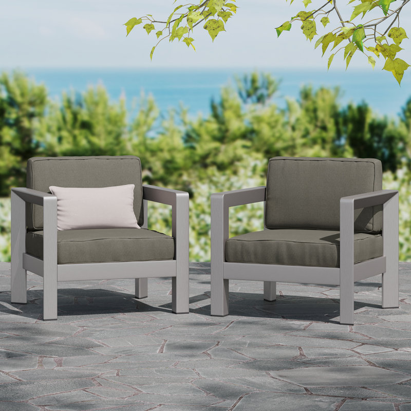 Mcnemar Aluminum Outdoor Lounge Chair, Khaki