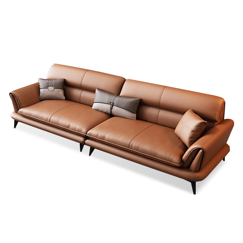 Canapé modulaire brun en cuir véritable, H 32,28 po x l 110,24 po x P 35,43 po, 4