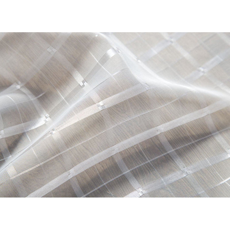 Panneau de rideau transparent à œillets avec motif écossais Jardine, Beige