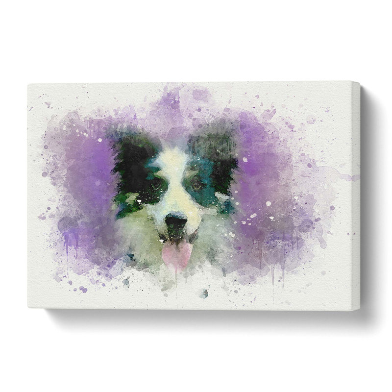 Border Collie in the Purple Flowers - Wrapped Canvas, 50.8 cm H x 35.6 cm W